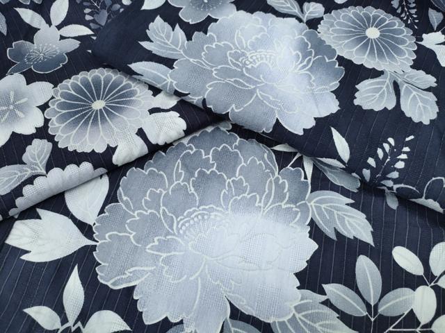 平和屋着物∴夏物　浴衣　草花尽くし　綿　逸品　CABA0741ng