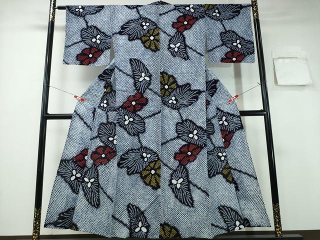 平和屋着物∴夏物　浴衣　有松鳴海絞り　たんぽぽ花文　綿　逸品　CABA0751ng