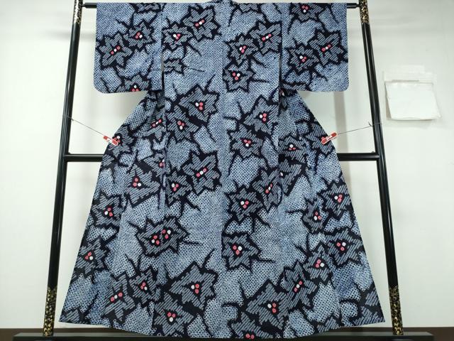 平和屋着物∴夏物　浴衣　有松鳴海絞り　舞花文　綿　逸品　未使用　CABA0756ng