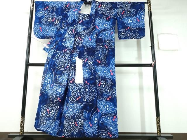 平和屋着物∴夏物 浴衣 有松鳴海絞り 舞蝶文 綿 逸品 CABA0762ng