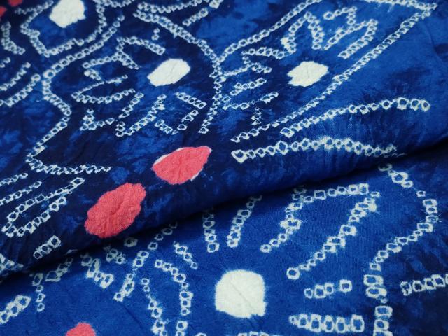 平和屋着物∴夏物 浴衣 有松鳴海絞り 舞蝶文 綿 逸品 CABA0762ng