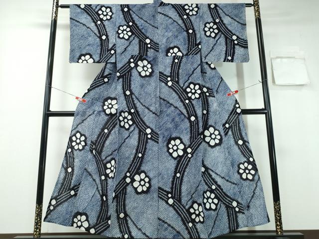 平和屋着物∴夏物　浴衣　有松鳴海絞り　枝花文　綿　逸品　未使用　CABA0764ng