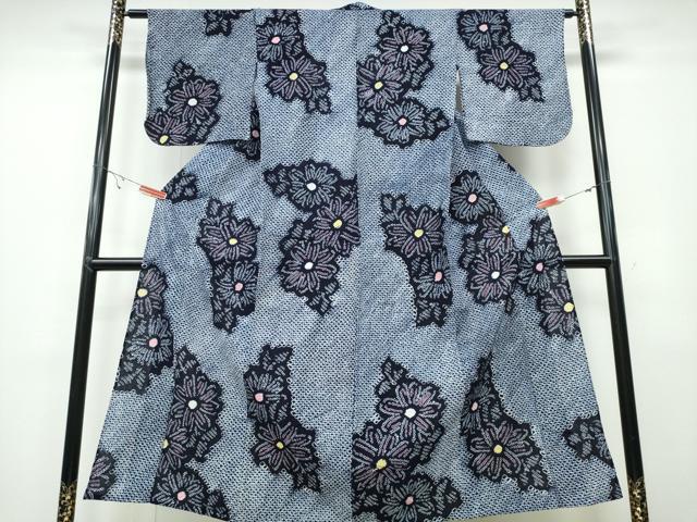 平和屋着物∴夏物　浴衣　有松鳴海絞り　舞菊文　綿　逸品　CABA0775ng