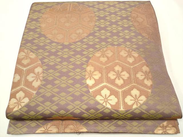 平和屋着物●織物一筋名門　織悦　全通柄　本袋帯　亀甲花丸文　金糸　正絹　逸品　CABA0812hy