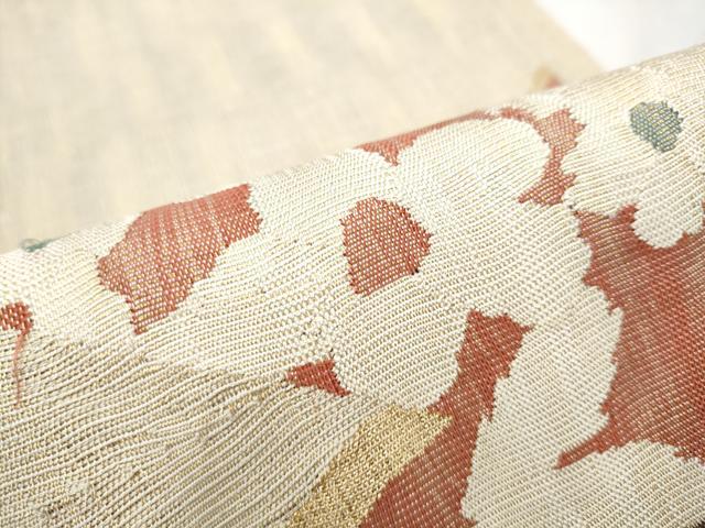 平和屋着物▽スリーシーズン　春夏秋　太鼓柄袋帯　切嵌花文　金糸　正絹　逸品　CABA0828hy_4