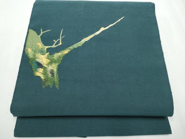 平和屋着物●爪掻き本綴れ　八寸名古屋帯　総刺繍　飛鶴文　金糸　正絹　逸品　CABA0852hy