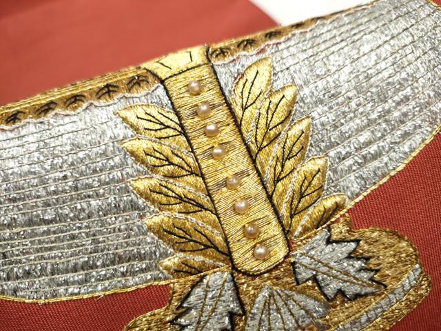 平和屋着物○爪掻き本綴れ 八寸名古屋帯 天然石 陶器文 正絹