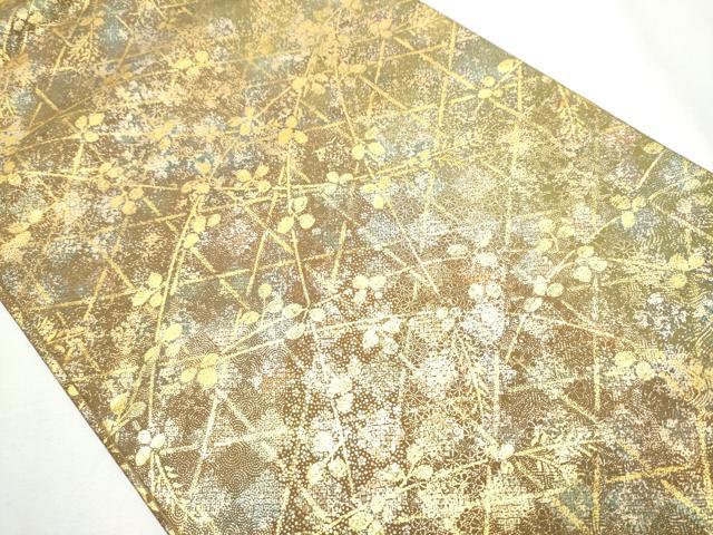 平和屋着物●全通柄袋帯　伊那紬　萩　金彩　正絹　逸品　CABA0923hy 平和屋着物○全通柄袋帯 伊那紬 萩 金彩 正絹 逸品 CABA0923hy