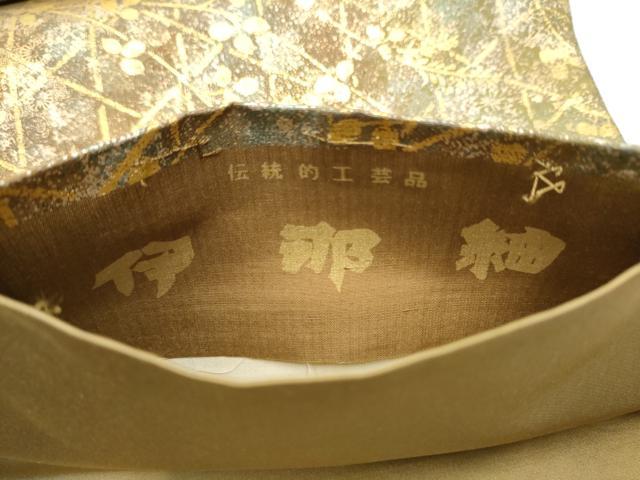 平和屋着物●全通柄袋帯　伊那紬　萩　金彩　正絹　逸品　CABA0923hy 平和屋着物○全通柄袋帯 伊那紬 萩 金彩 正絹 逸品 CABA0923hy