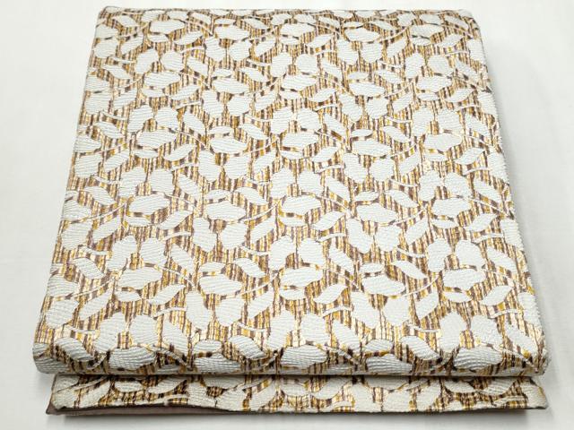平和屋着物●全通柄袋帯　唐織　枝葉文　正絹　逸品　CABA0924hy