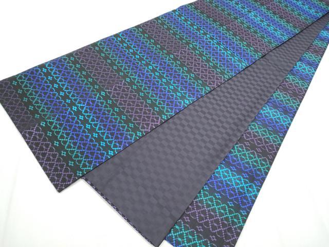 平和屋着物●両面　全通柄袋帯　花織　幾何学文様　正絹　逸品　CABA0926hy