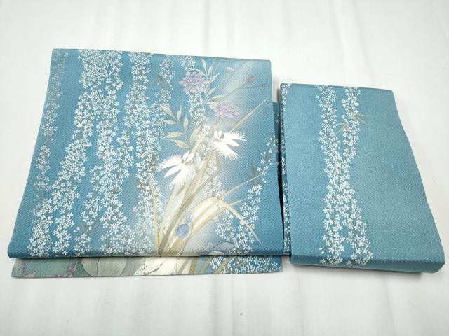 平和屋着物●つけ帯　手描き　枝花文　鬼しぼ縮緬　正絹　逸品　CABA0953hy