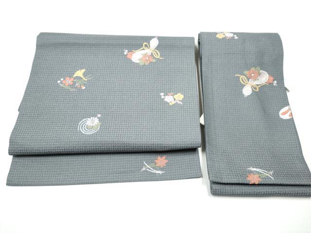 平和屋着物●つけ帯　唐織　瓢箪花文　正絹　逸品　CABA0965hy