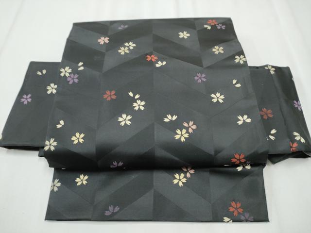 平和屋着物●つけ帯　舞桜文　黒地　CABA0966hy