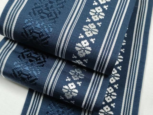 平和屋着物●男性　本場筑前博多織　角帯　献上　森博多織物謹製　証紙付き　正絹　逸品　CABA0974hy