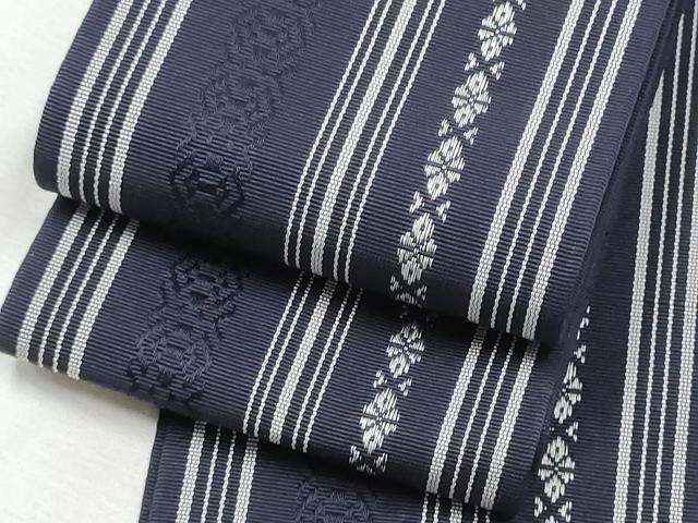 平和屋着物●男性　本場筑前博多織　角帯　献上　井上絹織物謹製　証紙付き　正絹　逸品　CABA0978hy