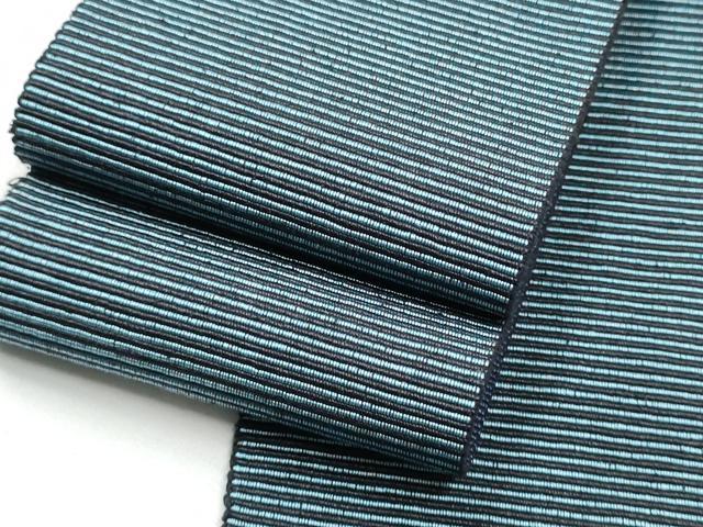 平和屋着物●男性　本場筑前博多織　両面　角帯　横段文　正絹　逸品　CABA0979hy