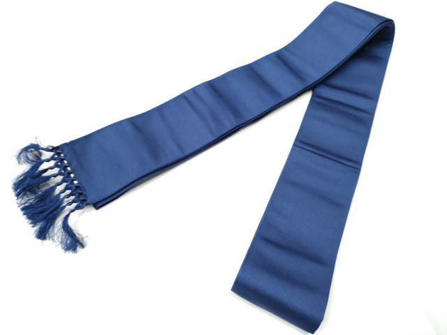 平和屋着物○男性 本場筑前博多織 角帯 鉄紺色 証紙付き 正絹 逸品