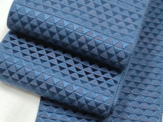 平和屋着物●男性　本場筑前博多織　両面　角帯　鱗文様　井上絹織物謹製　証紙付き　正絹　逸品　CABA1020hy