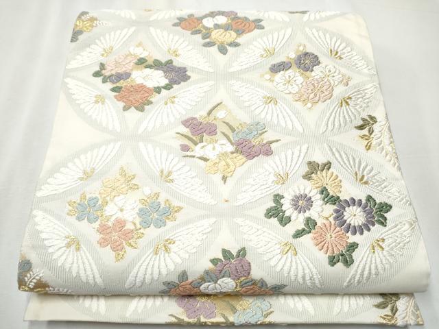 平和屋着物●西陣　吉啓織物謹製　六通柄袋帯　唐織　草木染　新小石丸　七宝花文　証紙付き　正絹　逸品　CABA1046hy