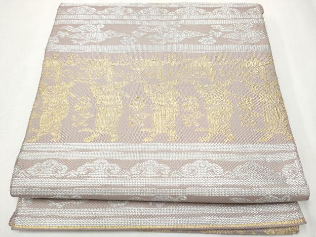 平和屋着物●八寸名古屋帯　大阪有香　手おり　人物文　金銀糸　正絹　逸品　CABA1093hy