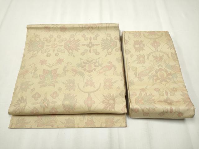 平和屋着物●つけ帯　更紗花鳥文　正絹　逸品　CABA1110hy