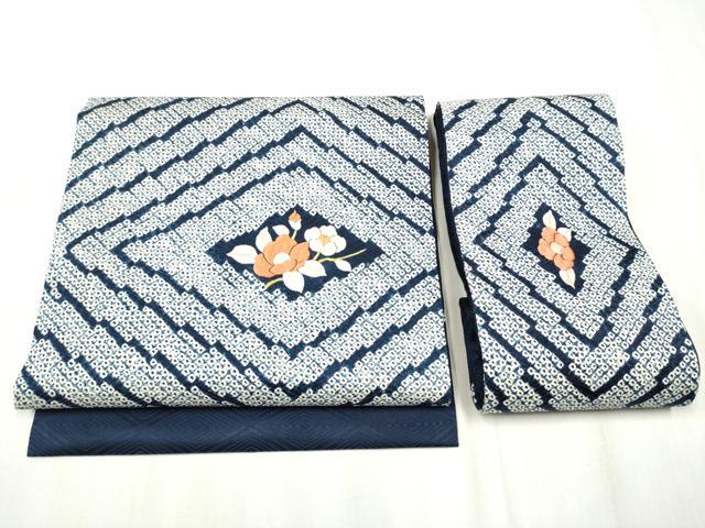 平和屋着物●つけ帯　刺繍　絞り　椿　金糸　正絹　逸品　CABA1116hy