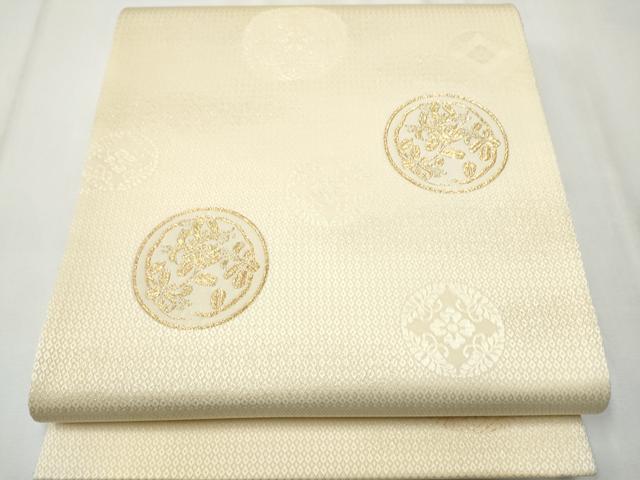 平和屋着物●六通柄袋帯　草花丸文　金糸　正絹　逸品　CABA1139hy