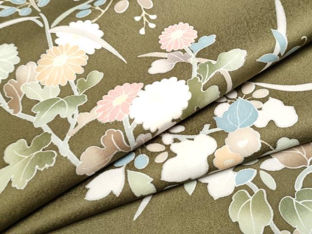 平和屋着物●上質な小紋　草花文　金彩　正絹　逸品　未使用　CABA1174hy