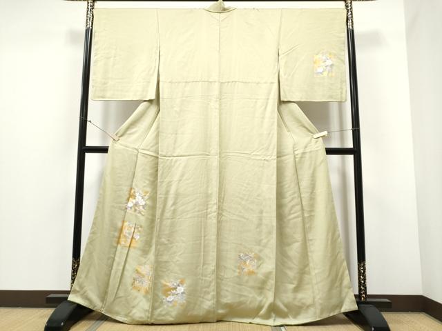 平和屋着物●訪問着　色紙草花文　金彩　正絹　逸品　CABA1193hy