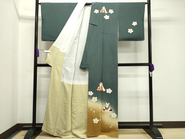 平和屋着物●訪問着　兎　舞桜文　暈し染め　金彩　鬼しぼ縮緬　正絹　逸品　未使用　CABA1217gh 平和屋着物○訪問着 兎 舞桜文 暈し染め 金彩 鬼しぼ