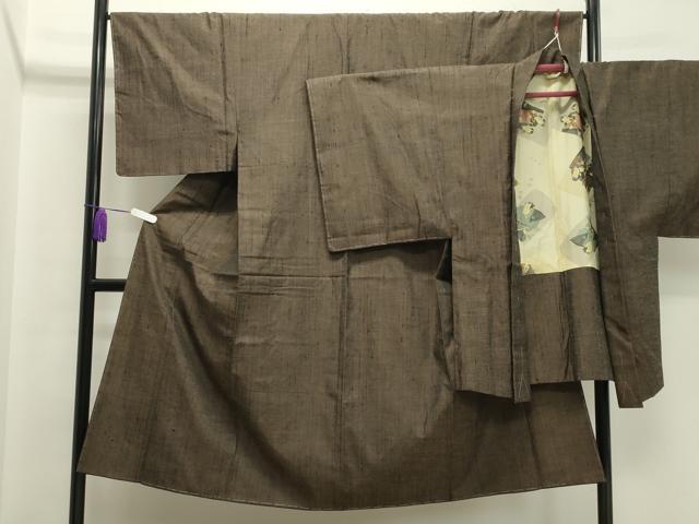 平和屋着物●男性　紬　アンサンブル　霞文　涅色　正絹　逸品　未使用　CABA1236gh