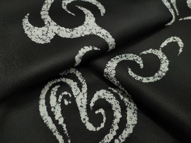 平和屋着物●上質な小紋　ろうけつ染　唐草文　黒地　正絹　逸品　CABA1253gh