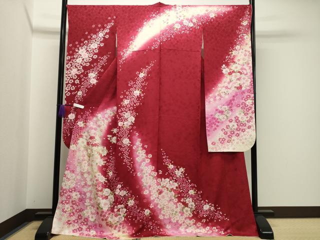 平和屋着物●豪華振袖　舞花文　暈し染め　金銀彩　正絹　逸品　CABA1261gh