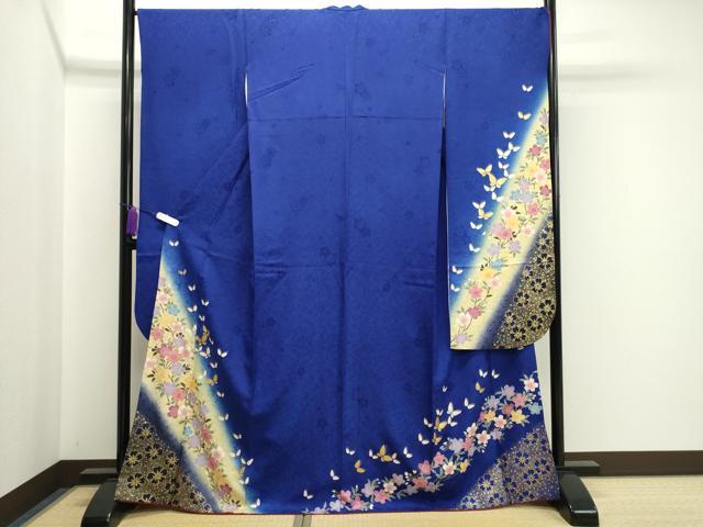 平和屋着物●豪華振袖　駒刺繍　舞桜花蝶文　暈し染め　金彩　正絹　逸品　CABA1268gh