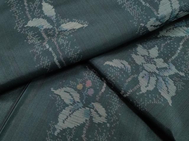 平和屋着物●本場大島紬　草花文　正絹　逸品　CABA1278gh