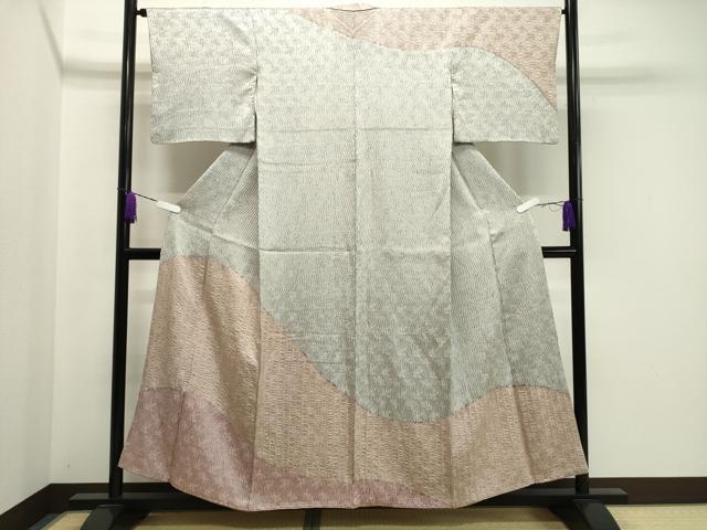 平和屋着物●名門　藤娘きぬたや・杢目絞り　訪問着　霞文　大丸扱い　正絹　逸品　CABA1286gh