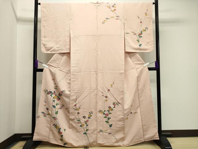 平和屋着物●訪問着　駒刺繍　梅笹花文　金彩　正絹　逸品　未使用　CABA1288gh