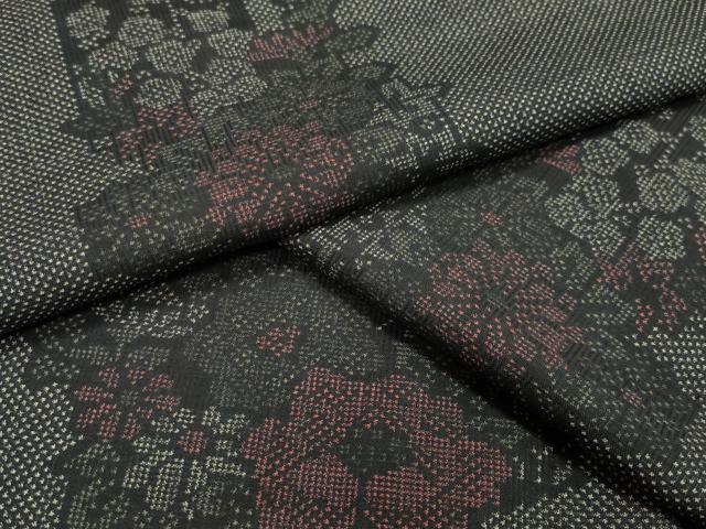 平和屋着物●本場大島紬　7マルキ　亀甲花文　正絹　逸品　CABA1293gh