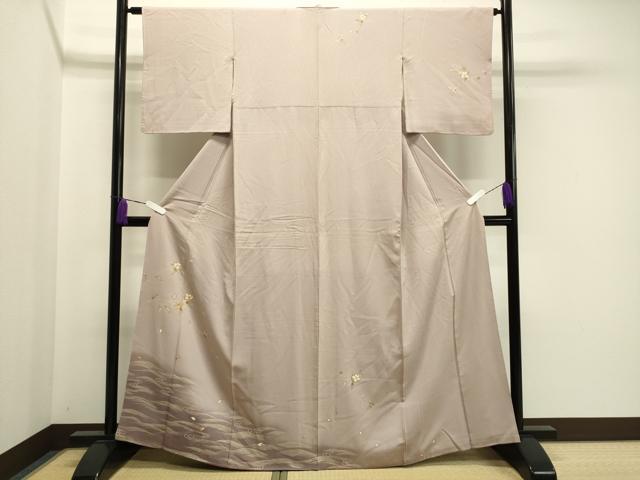 平和屋着物●訪問着　駒刺繍　流水枝花文　金彩　正絹　逸品　CABA1301gh