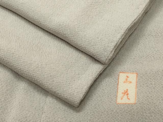 平和屋着物●上質な色無地　作家物　白鼠色　鬼しぼ縮緬　正絹　逸品　CABA1308gh