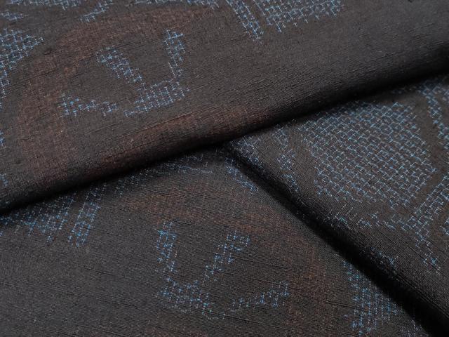 平和屋着物●結城紬　80亀甲　亀甲片輪車文　正絹　逸品　CABA1315gh