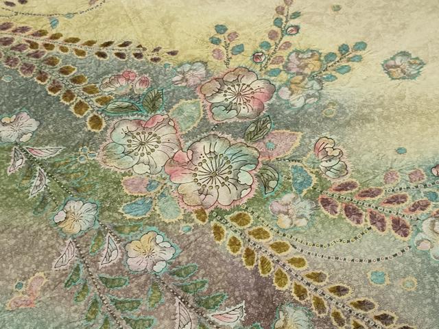 平和屋着物○訪問着 辻が花 絞り 暈し染め ロング丈 正絹 逸品 CABA1335gh