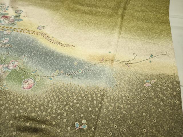 平和屋着物○訪問着 辻が花 絞り 暈し染め ロング丈 正絹 逸品 CABA1335gh