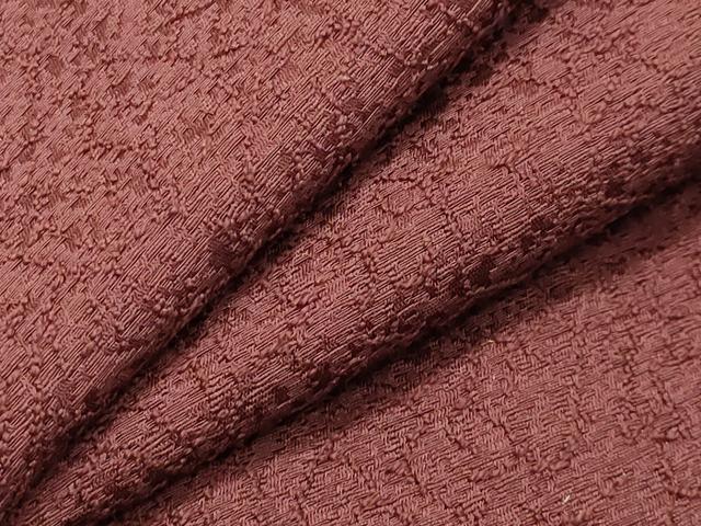 平和屋着物●上質な色無地　吉祥地紋　葡萄茶色　正絹　逸品　CABA1348gh