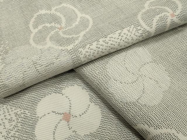 平和屋着物●上質な紬　舞梅文　正絹　逸品　CABA1364gh