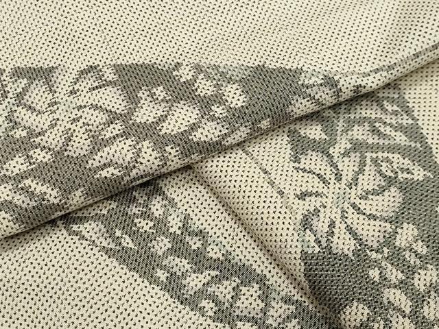 平和屋着物●本場大島紬　白大島　7マルキ　草花文　正絹　逸品　CABA1385gh