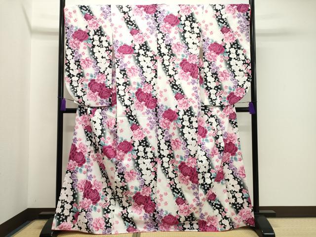 平和屋着物●H・L（アッシュエル）　HENRI-LUC CHAPUIS　小振袖　二尺袖　舞花文　金彩　洗える着物　CABA1402gh