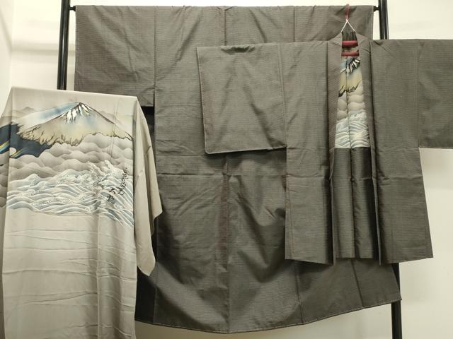 平和屋着物●男性　本場大島紬　アンサンブル・長襦袢セット　100亀甲　総詰め　正絹　逸品　未使用　CABA1501gh