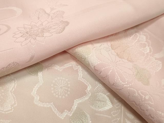 平和屋着物●長襦袢　無双仕立て　流水舞桜地紋　暈し染め　正絹　逸品　未使用　CABA1511gh